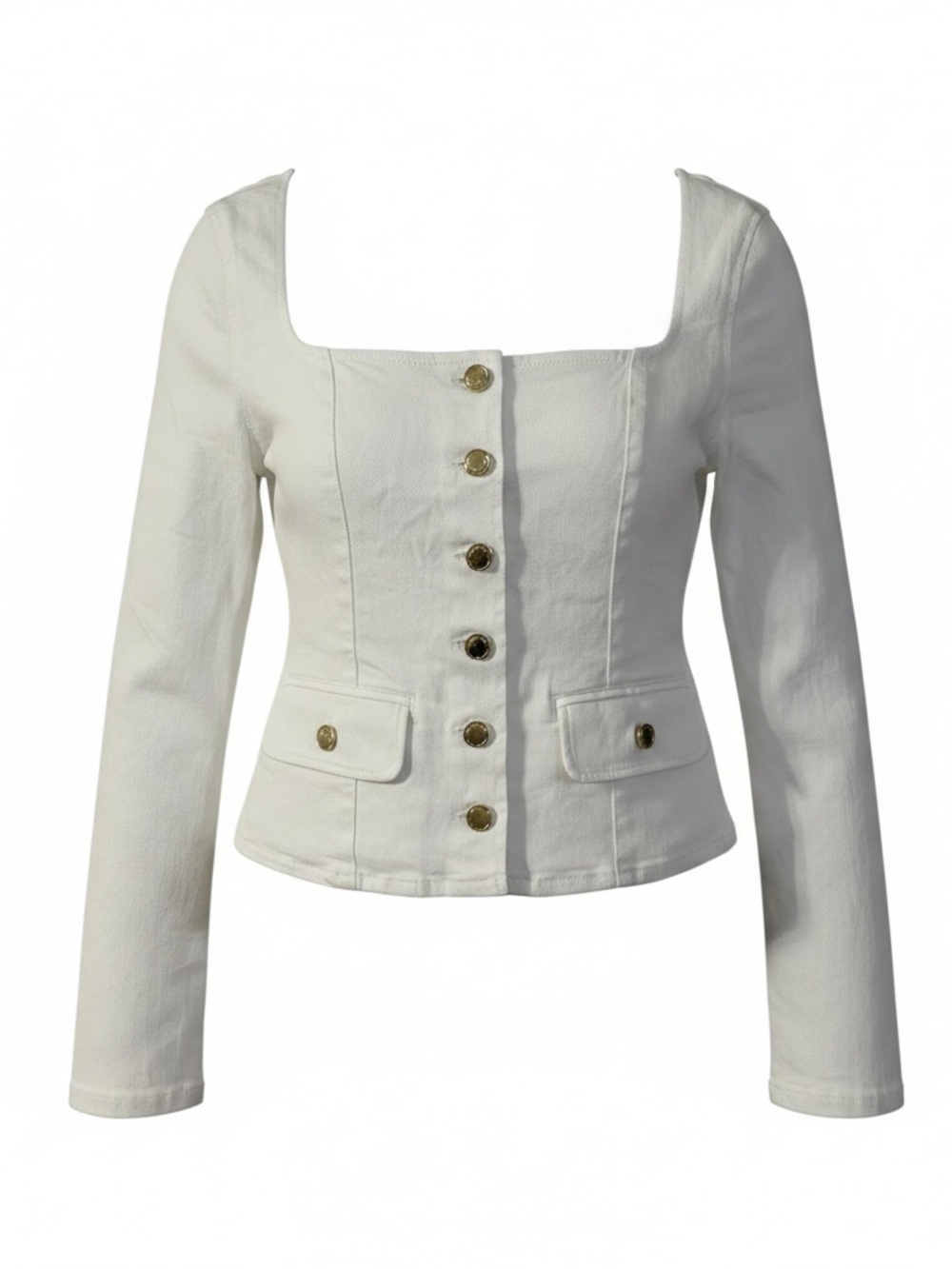 Good American White Button-Front Top - Picture 1 of 8